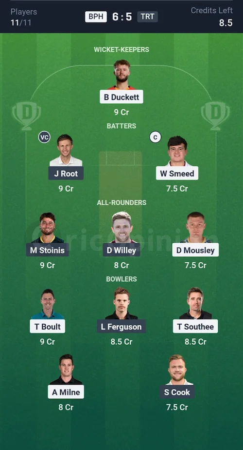 BPH vs TRT Dream11 Prediction Grand League Team