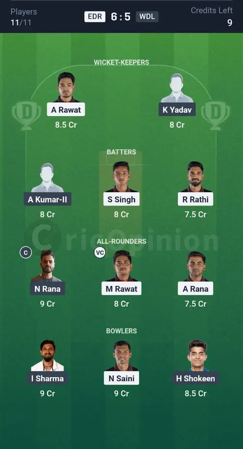 EDR vs WDL Dream11 Prediction Small League Team