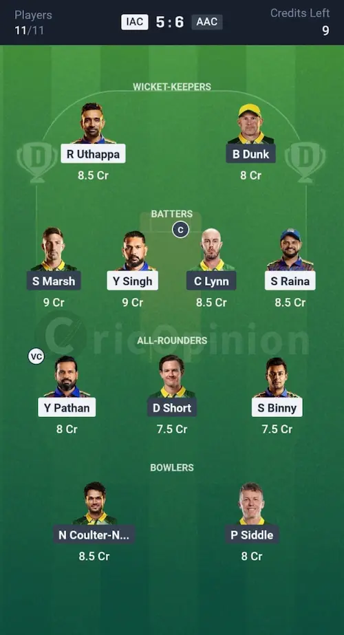 IAC vs AAC Dream11 Prediction Small League Team
