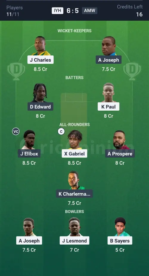 IYH vs AMW Dream11 Prediction Small League Team