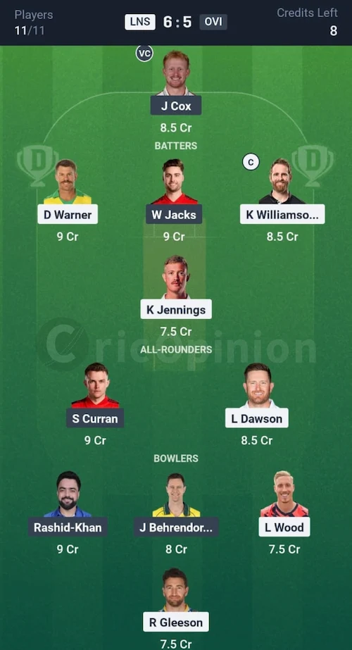 LNS vs OVI Dream11 Prediction Grand League Team