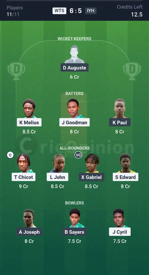 WTS vs IYH Dream11 Prediction Small League Team
